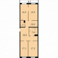 Трёхкомнатная квартира 112.4 м²